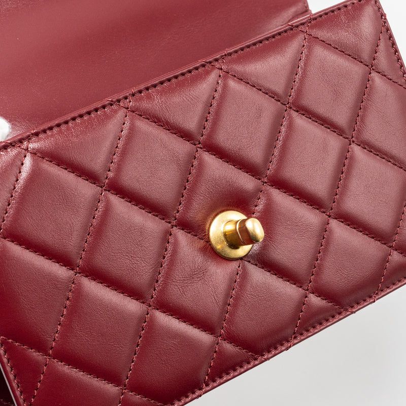 Chanel Gold Crush mini Flap bag Calfskin Red GHW (microchip)