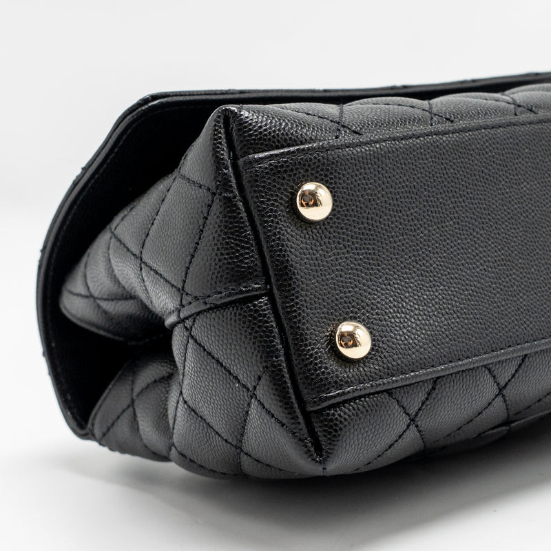 Chanel Small Coco Handle Caviar Black LGHW (microchip)