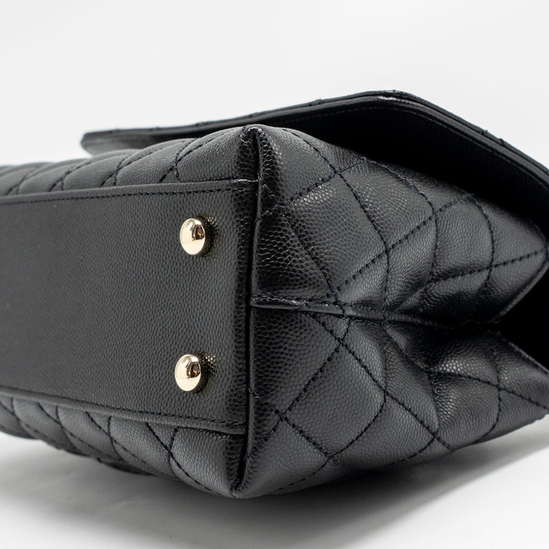 Chanel Small Coco Handle Caviar Black LGHW (microchip)
