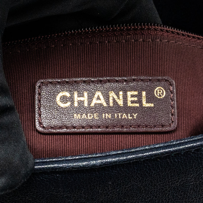 Chanel Mademoiselle Enamel Flap Bag Goatskin Navy GHW