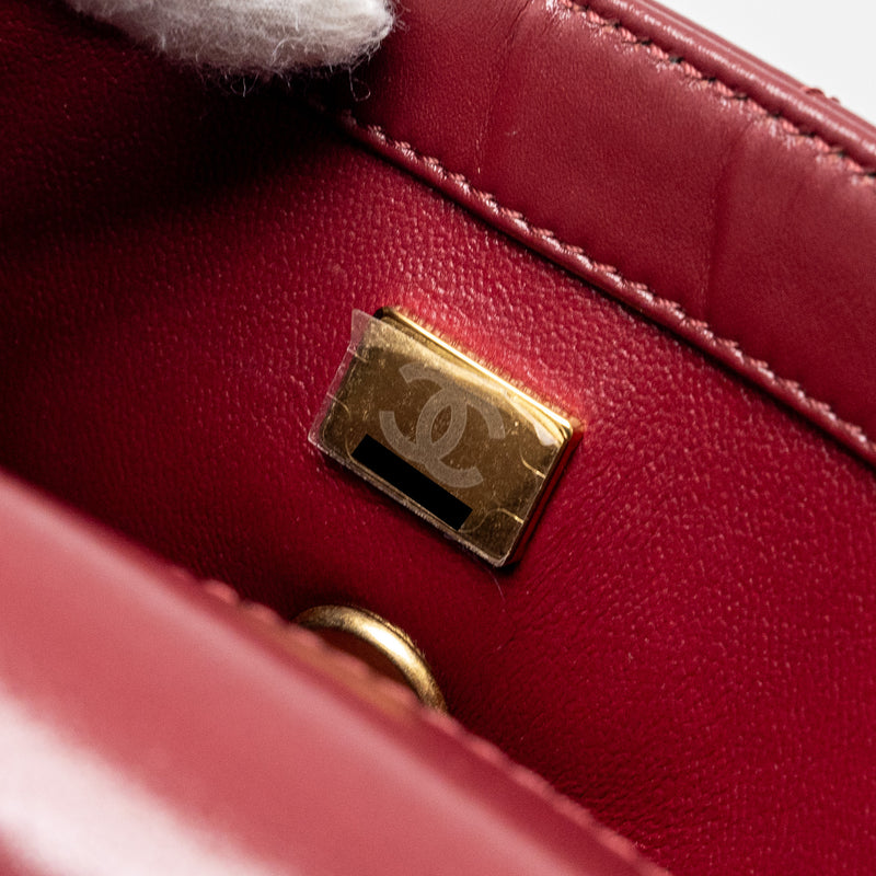 Chanel Gold Crush mini Flap bag Calfskin Red GHW (microchip)