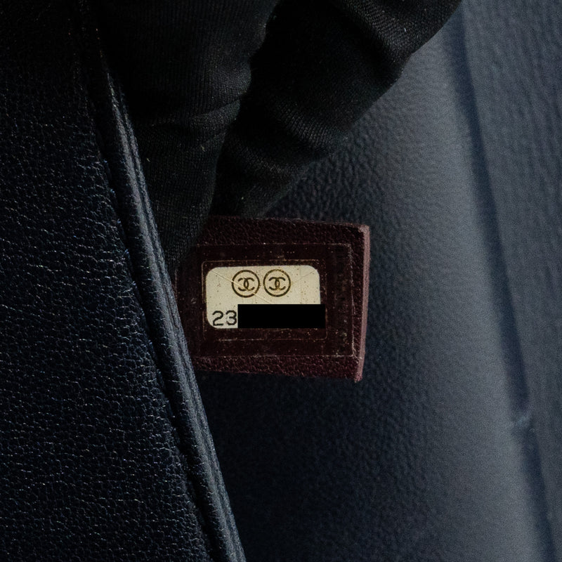 Chanel Mademoiselle Enamel Flap Bag Goatskin Navy GHW