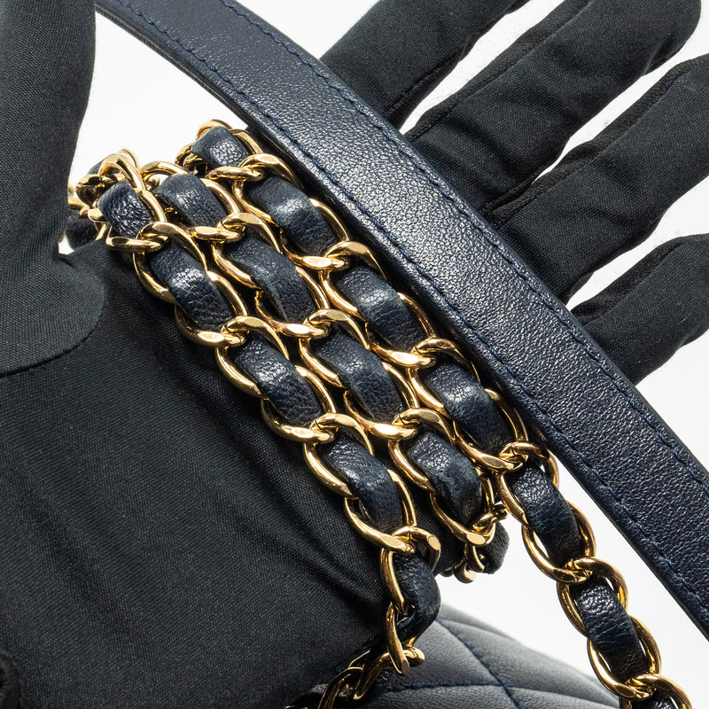 Chanel Mademoiselle Enamel Flap Bag Goatskin Navy GHW