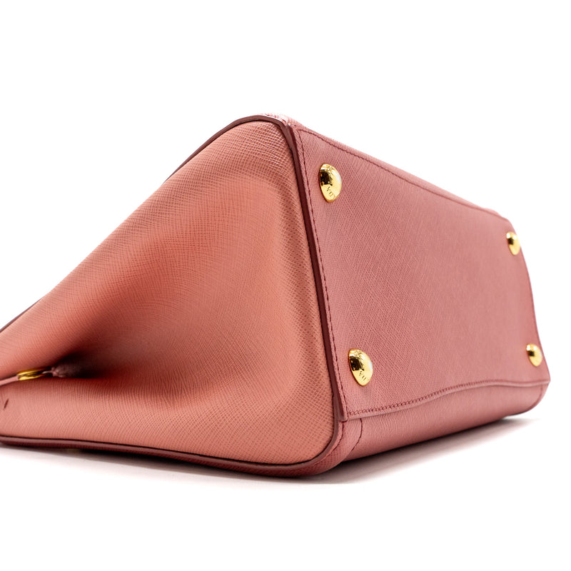 Prada top handle small tote bag saffiano calfskin pink GHW