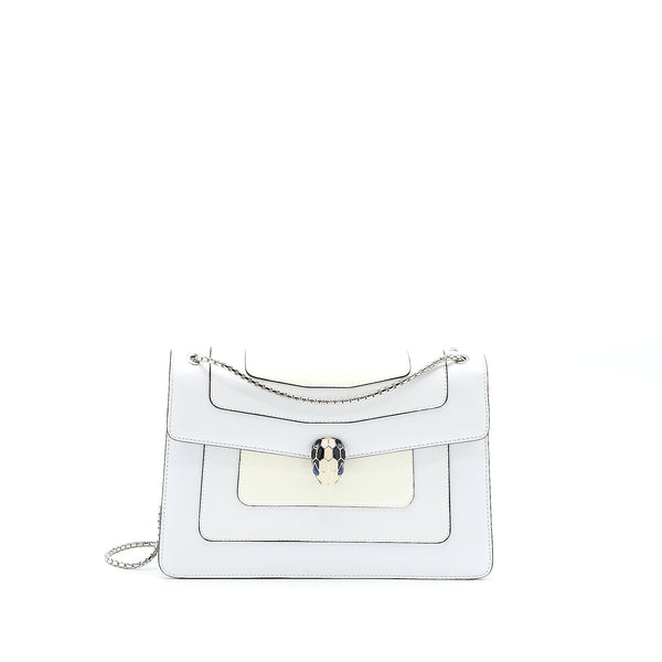 Bvlgari Serpenti Forever Shoulder Bag Patent White SHW