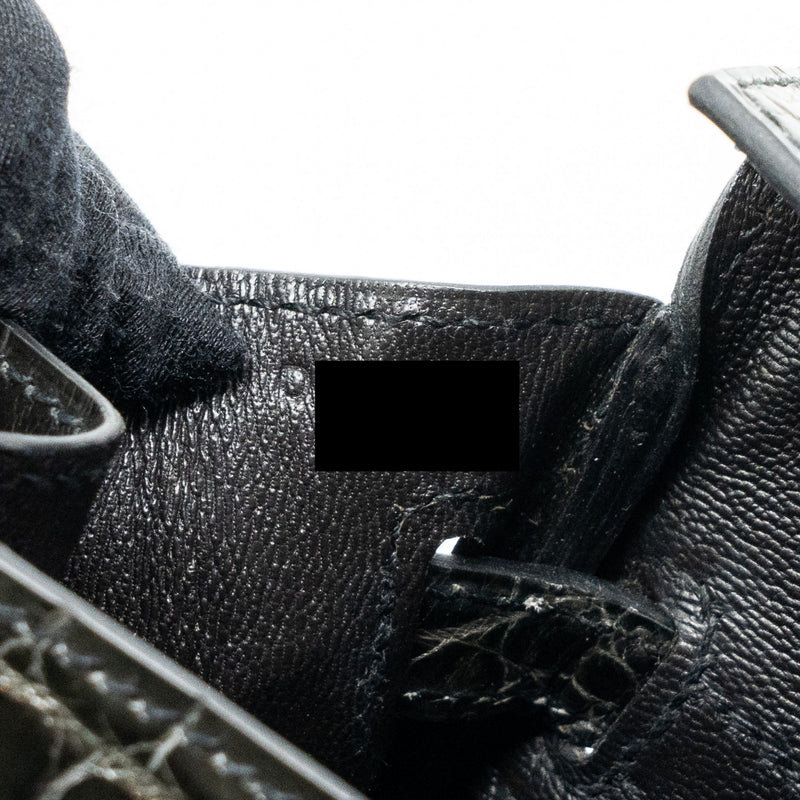 Hermes birkin 25 shiny crocodile niloticus 88 graphite GHW stamp D