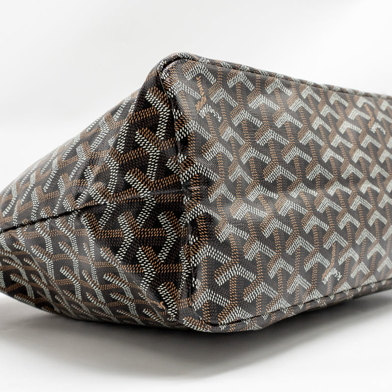 Goyard Boheme PM Hobo Bag Goyardine Canvas/Calfskin Black/Naturel SHW
