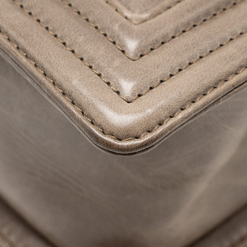 Chanel Medium Boy Bag Quilted Calfskin Grey Ruthenium Hardware