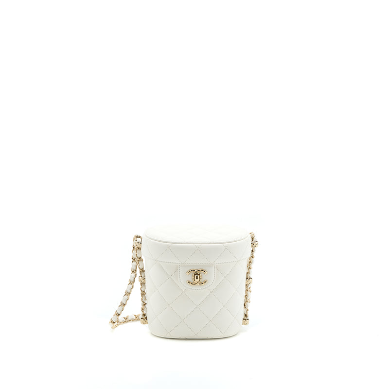 Chanel Small Vanity Case Lambskin White LGHW (Microchip)