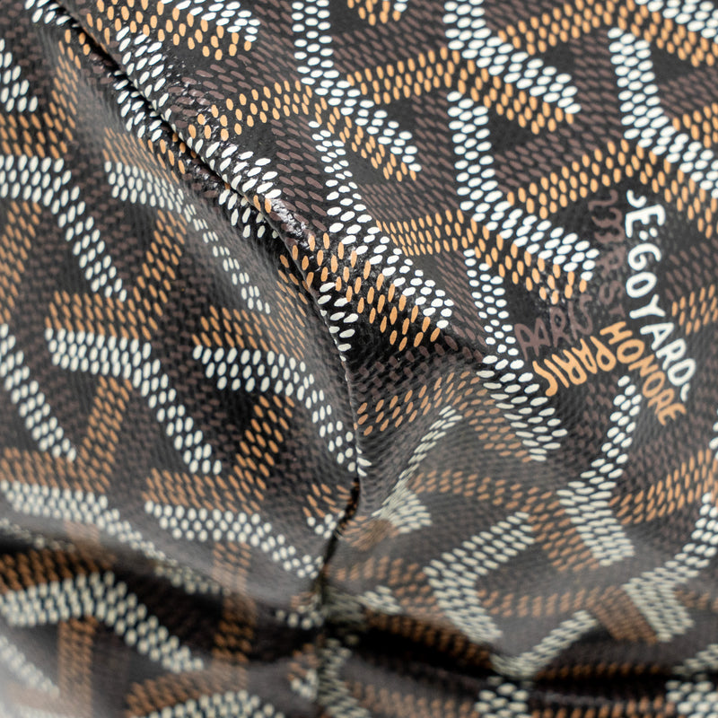 Goyard Boheme PM Hobo Bag Goyardine Canvas/Calfskin Black/Naturel SHW