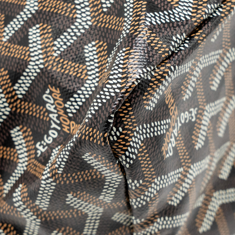 Goyard Boheme PM Hobo Bag Goyardine Canvas/Calfskin Black/Naturel SHW