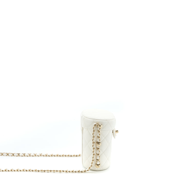 Chanel Small Vanity Case Lambskin White LGHW (Microchip)