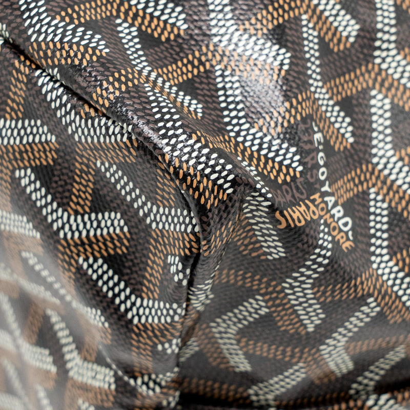 Goyard Boheme PM Hobo Bag Goyardine Canvas/Calfskin Black/Naturel SHW