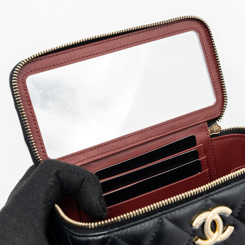 Chanel 24c Gold Crush Long Vanity Case Shiny Calfskin Black GHW (microchip)