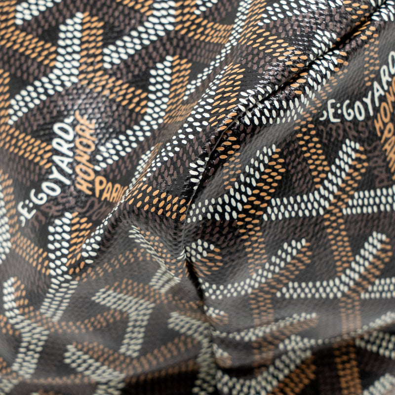 Goyard Boheme PM Hobo Bag Goyardine Canvas/Calfskin Black/Naturel SHW