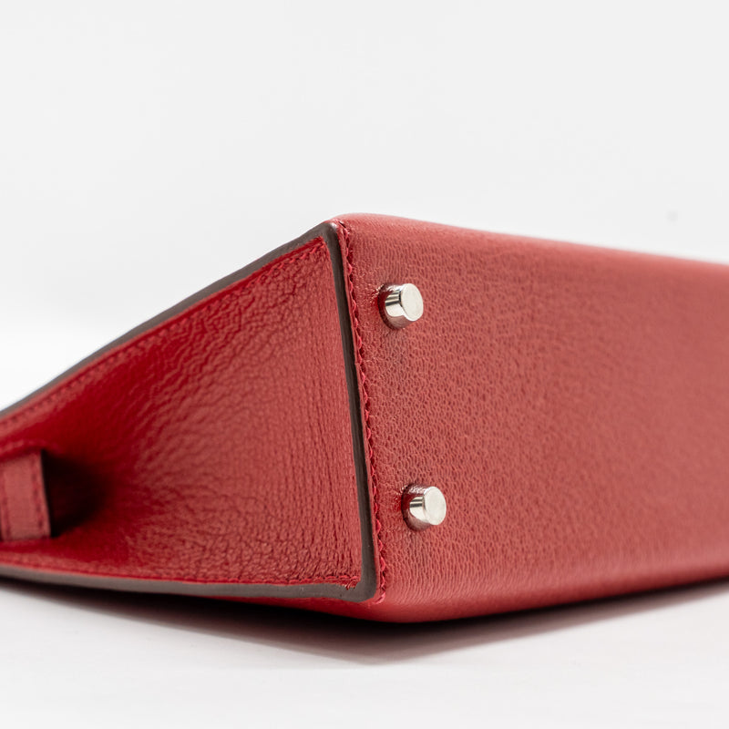 Hermes Mini Kelly II Chèvre Mysore Rouge Casaque/Mauve Sylvestre SHW Stamp B