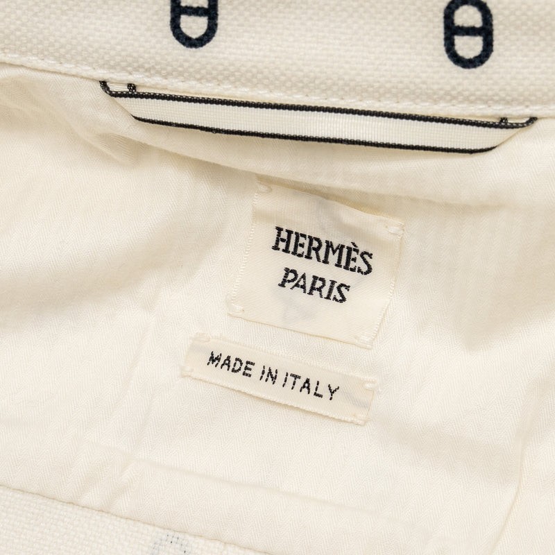 Hermes Size 34 Chaine D’Ancre Denim Jacket Cotton White/Black