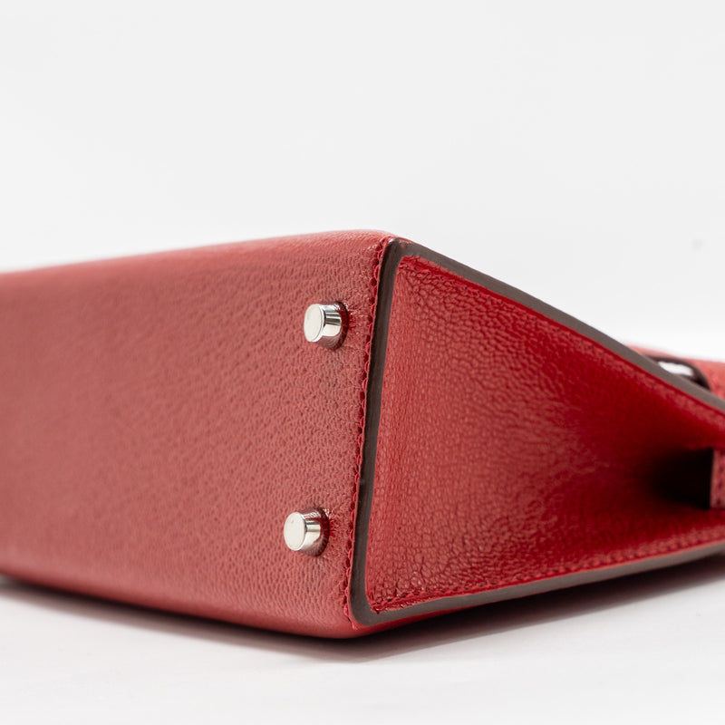 Hermes Mini Kelly II Chèvre Mysore Rouge Casaque/Mauve Sylvestre SHW Stamp B