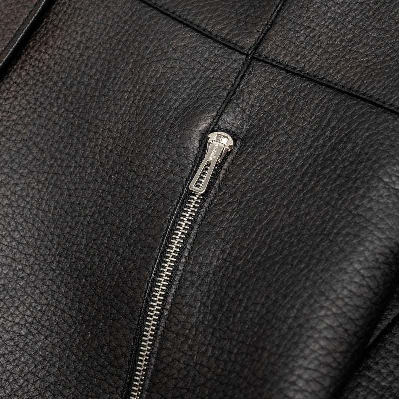 Hermes Size 36 Leather Jacket Deerskin Black SHW