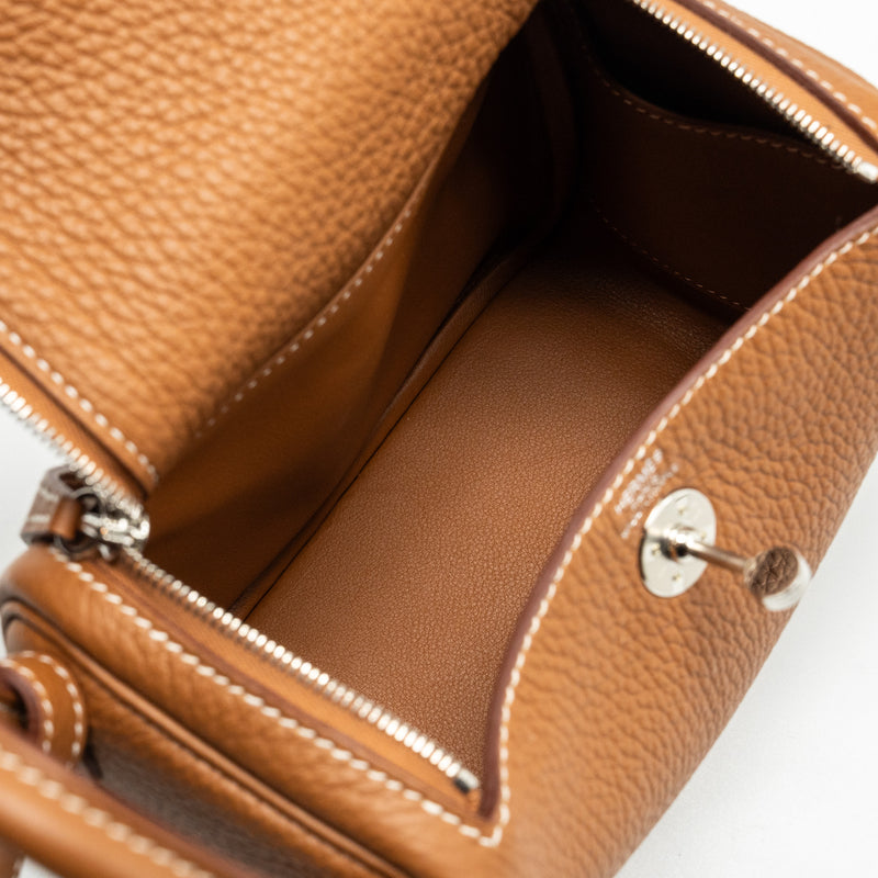 Hermes Mini Lindy Clemence Gold SHW STAMP U