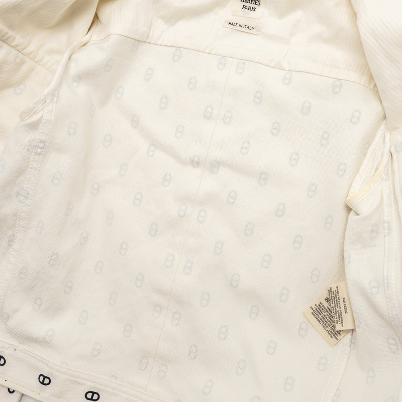 Hermes Size 34 Chaine D’Ancre Denim Jacket Cotton White/Black