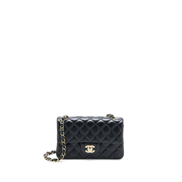 Chanel Classic Mini Rectangular Flap Bag Lambskin Black LGHW (Microchip)