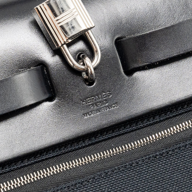 Hermes Herbag 31 zip bag canvas/ hunter leather black SHW stamp Y