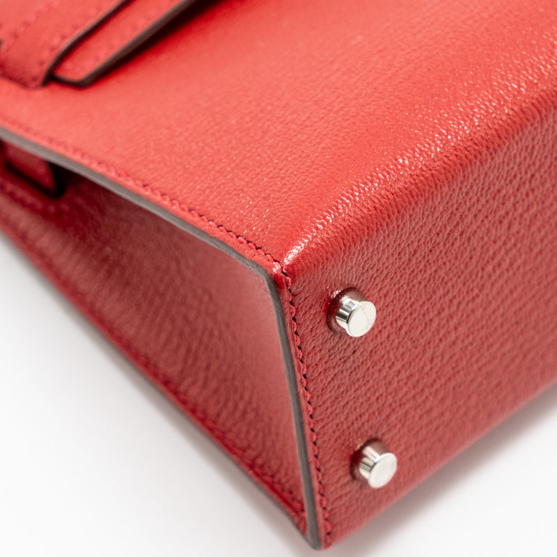 Hermes Mini Kelly II Chèvre Mysore Rouge Casaque/Mauve Sylvestre SHW Stamp B