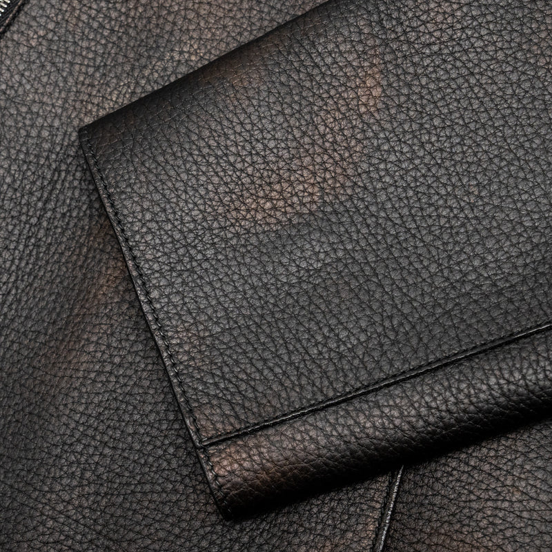 Hermes Size 36 Leather Jacket Deerskin Black SHW