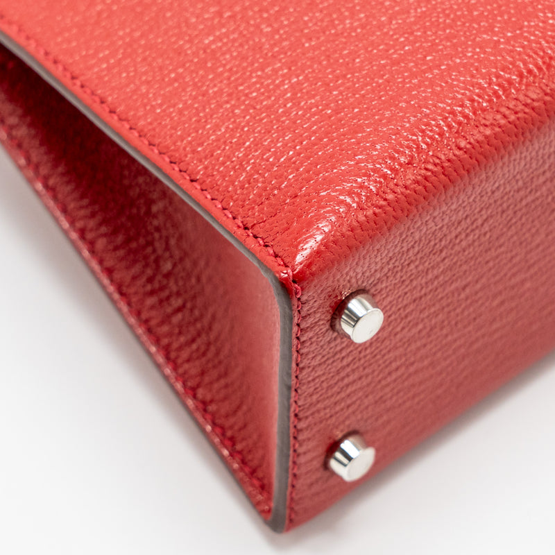 Hermes Mini Kelly II Chèvre Mysore Rouge Casaque/Mauve Sylvestre SHW Stamp B