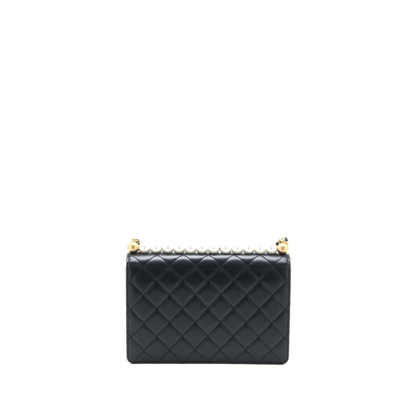Chanel 20C Pearl Flap Bag Goatskin Black GHW