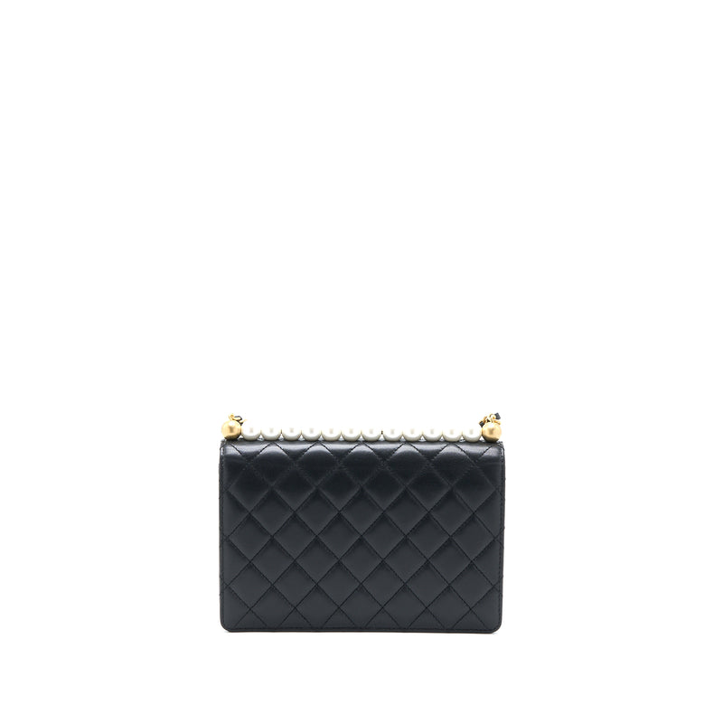 Chanel 20C Pearl Flap Bag Goatskin Black GHW