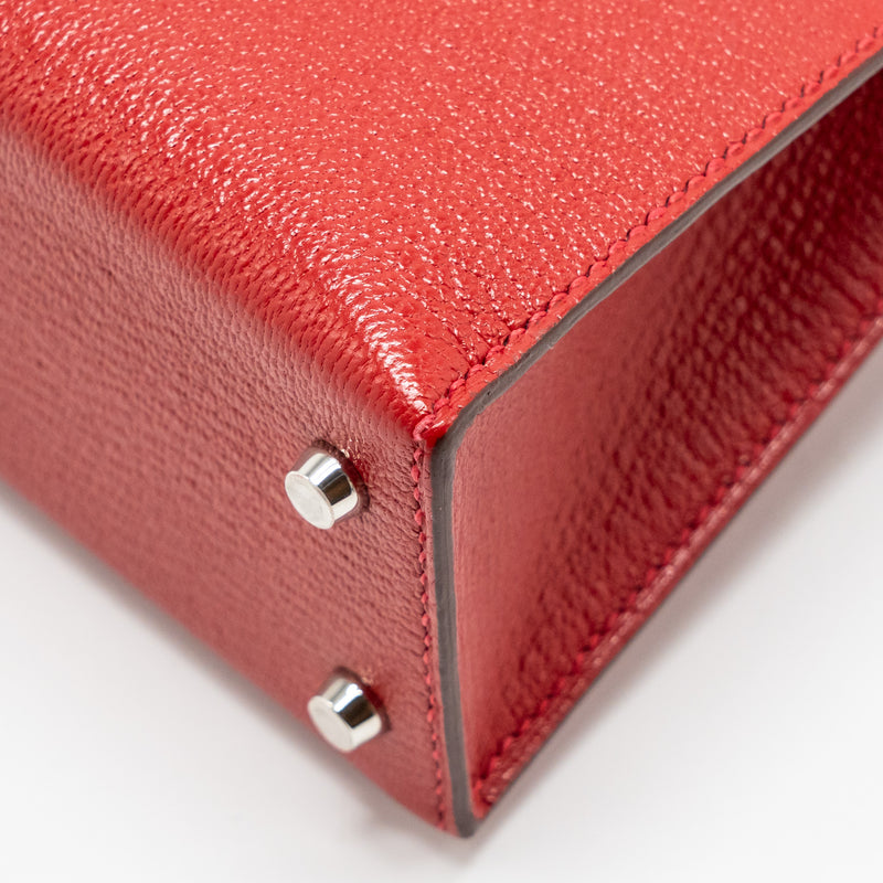 Hermes Mini Kelly II Chèvre Mysore Rouge Casaque/Mauve Sylvestre SHW Stamp B