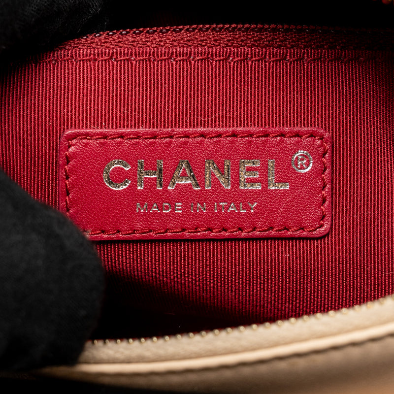 Chanel Small Gabrielle hobo bag aged calfskin beige/black multicolour hardware