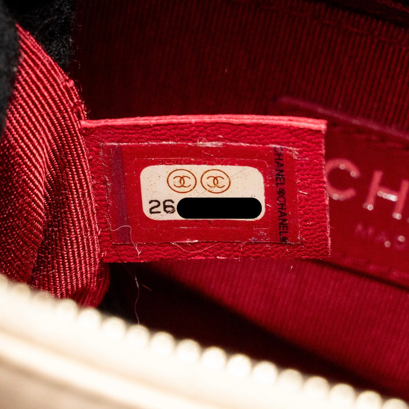 Chanel Small Gabrielle hobo bag aged calfskin beige/black multicolour hardware