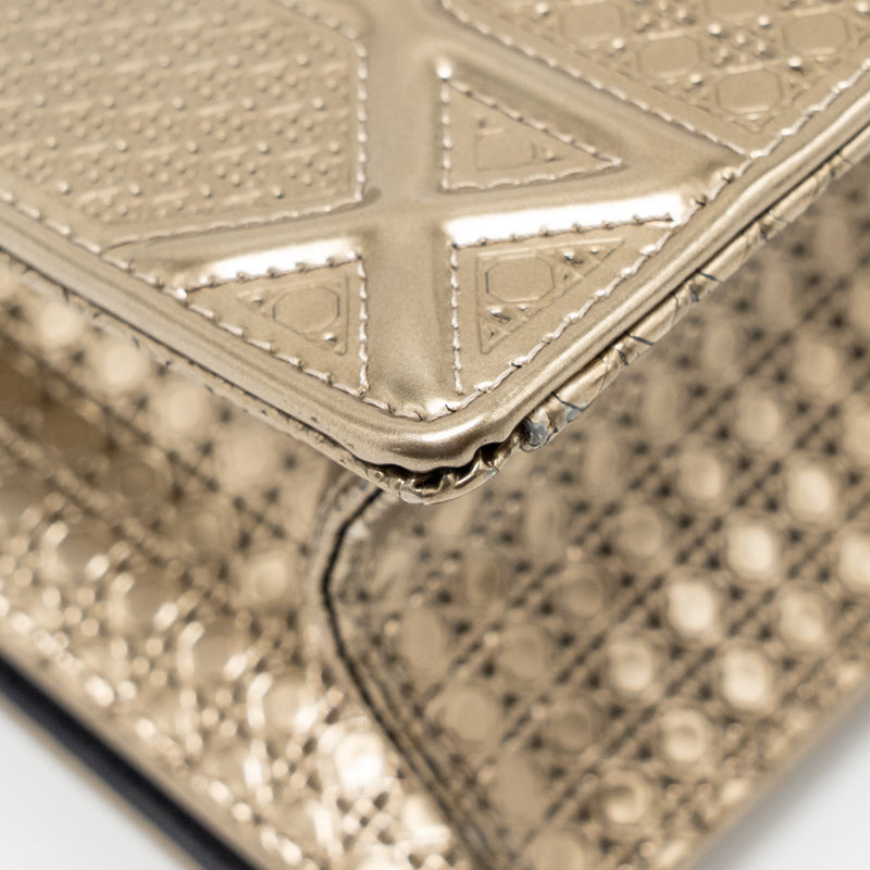 Dior Medium Diorama Metallic Calfskin Light Gold with LGHW