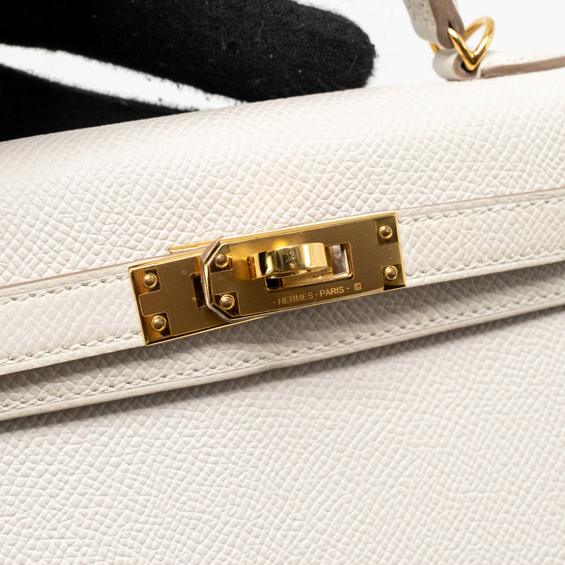 Hermes mini kelly II epsom Gris pale GHW stamp W