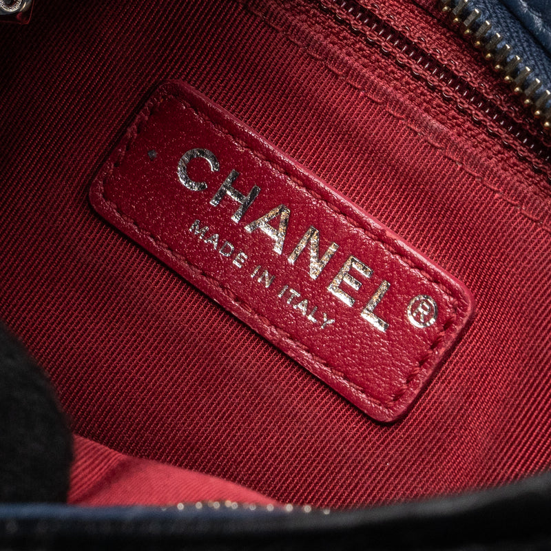 Chanel small gabrielle hobo bag calfskin blue / black multicolor hardware