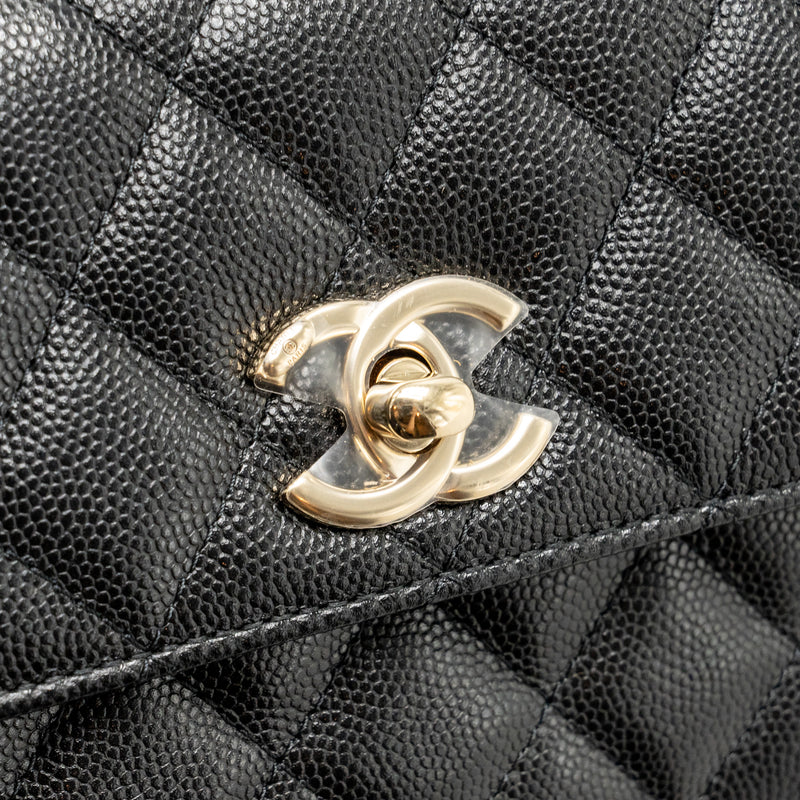 Chanel Coco Handle Clutch with Chain Caviar Black LGHW (Microchip)