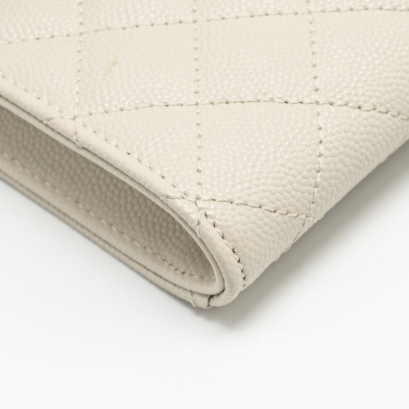 Saint Laurent envelope flap pouch grained calfskin blanc vintage GHW