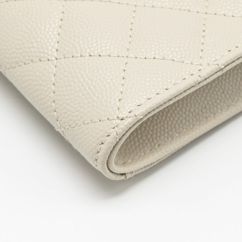 Saint Laurent envelope flap pouch grained calfskin blanc vintage GHW