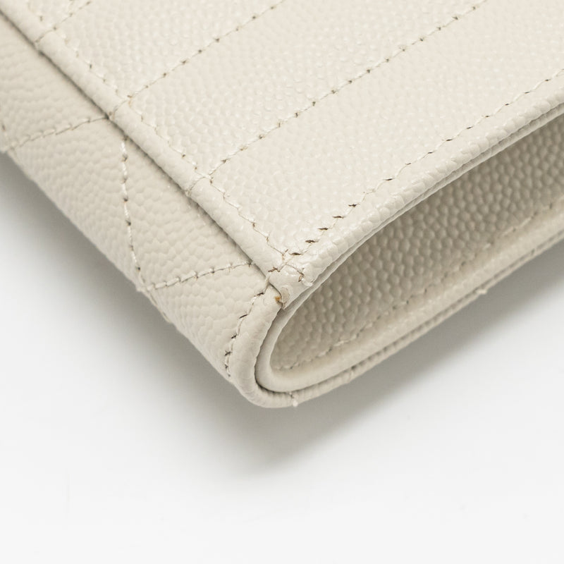 Saint Laurent envelope flap pouch grained calfskin blanc vintage GHW