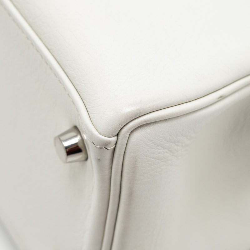 Hermes Kelly 28 Evercolor Blanc SHW Stamp Square K