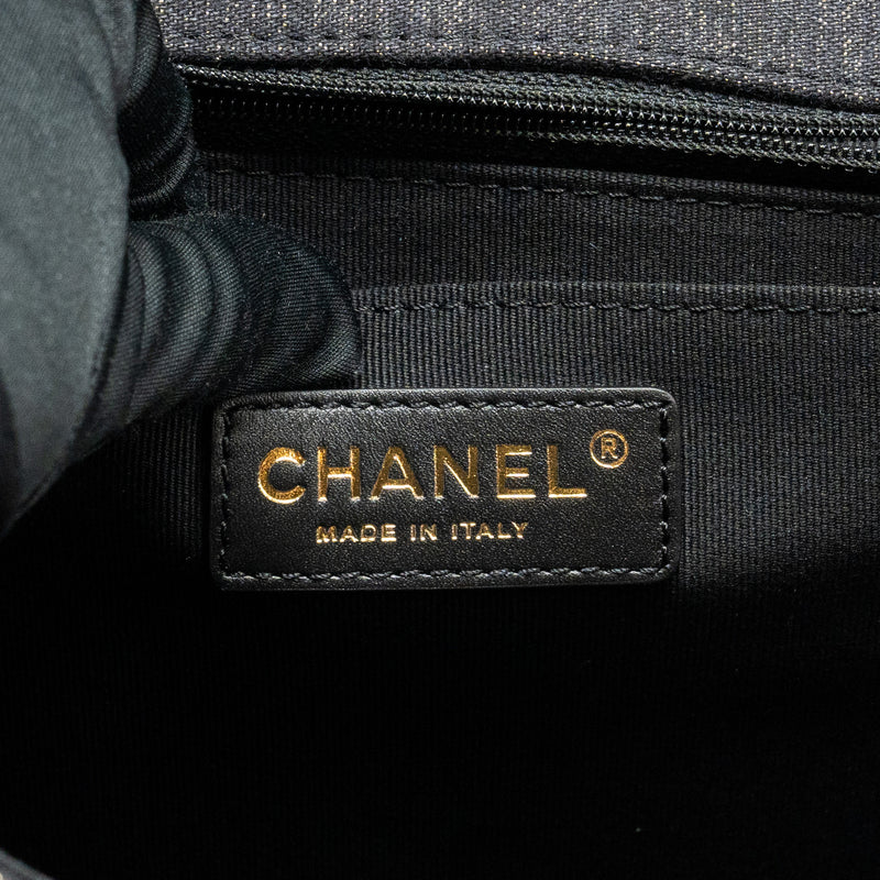 Chanel 23S flap backpack denim dark blue with brushed GHW (microchip)