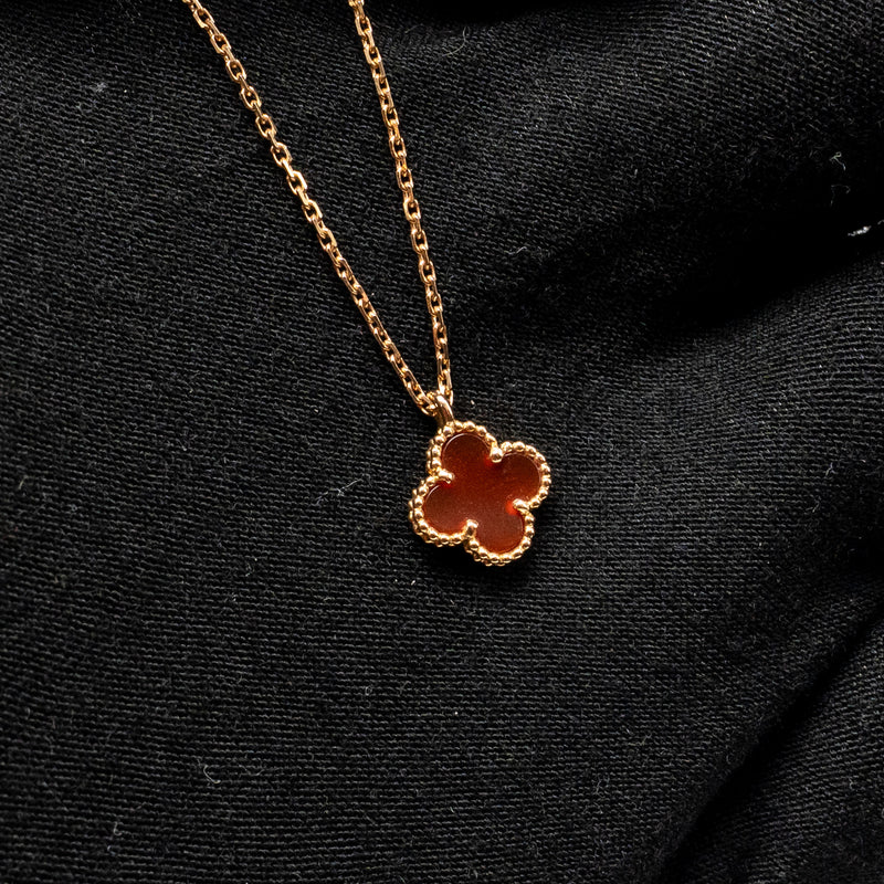 Van Cleef & Arpels Sweet Alhambra Pendant Carnelian Rose Gold