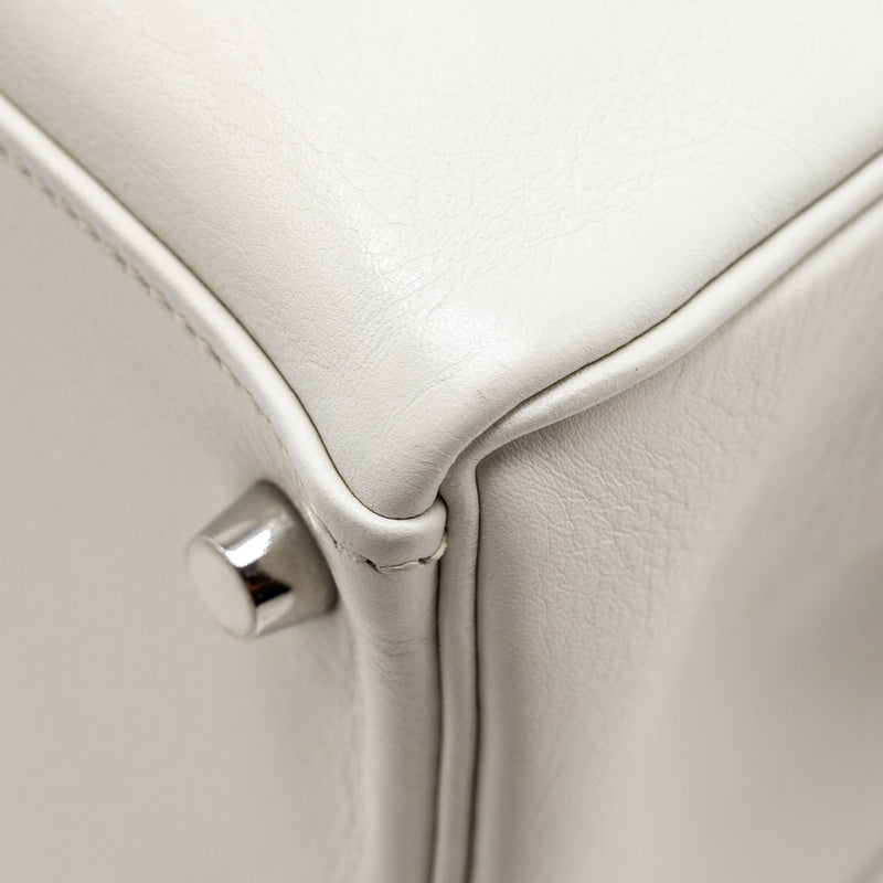 Hermes Kelly 28 Evercolor Blanc SHW Stamp Square K