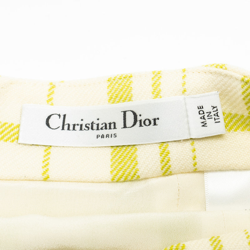 Dior Size 36 Pop Check Skirt Virgin Wool Light Green/ White