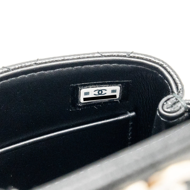 Chanel Coco Handle Clutch with Chain Caviar Black LGHW (Microchip)