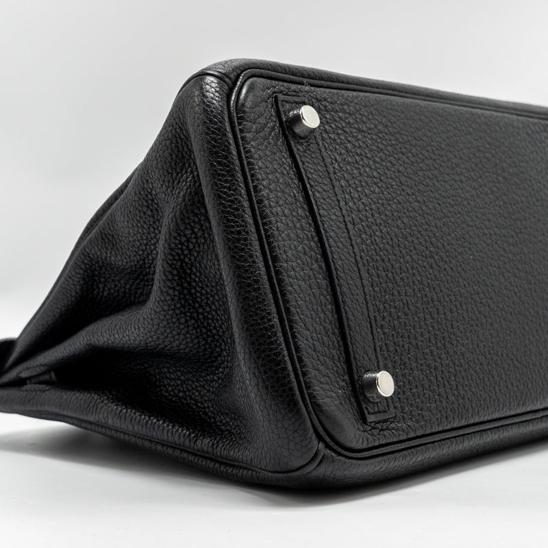 Hermes Birkin 30 Clemence Black SHW Stamp Square L