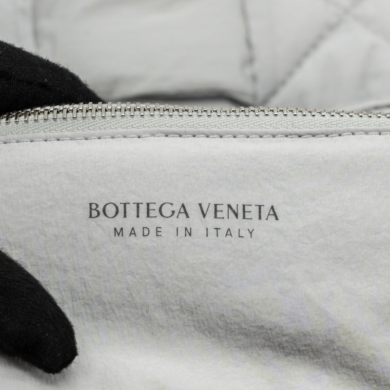 Bottega veneta padded Tech Cassette intreccio nylon light grey SHW